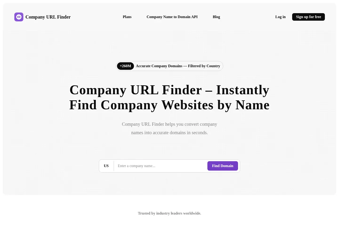 Captured homepage of companyurlfinder.com in the current scan