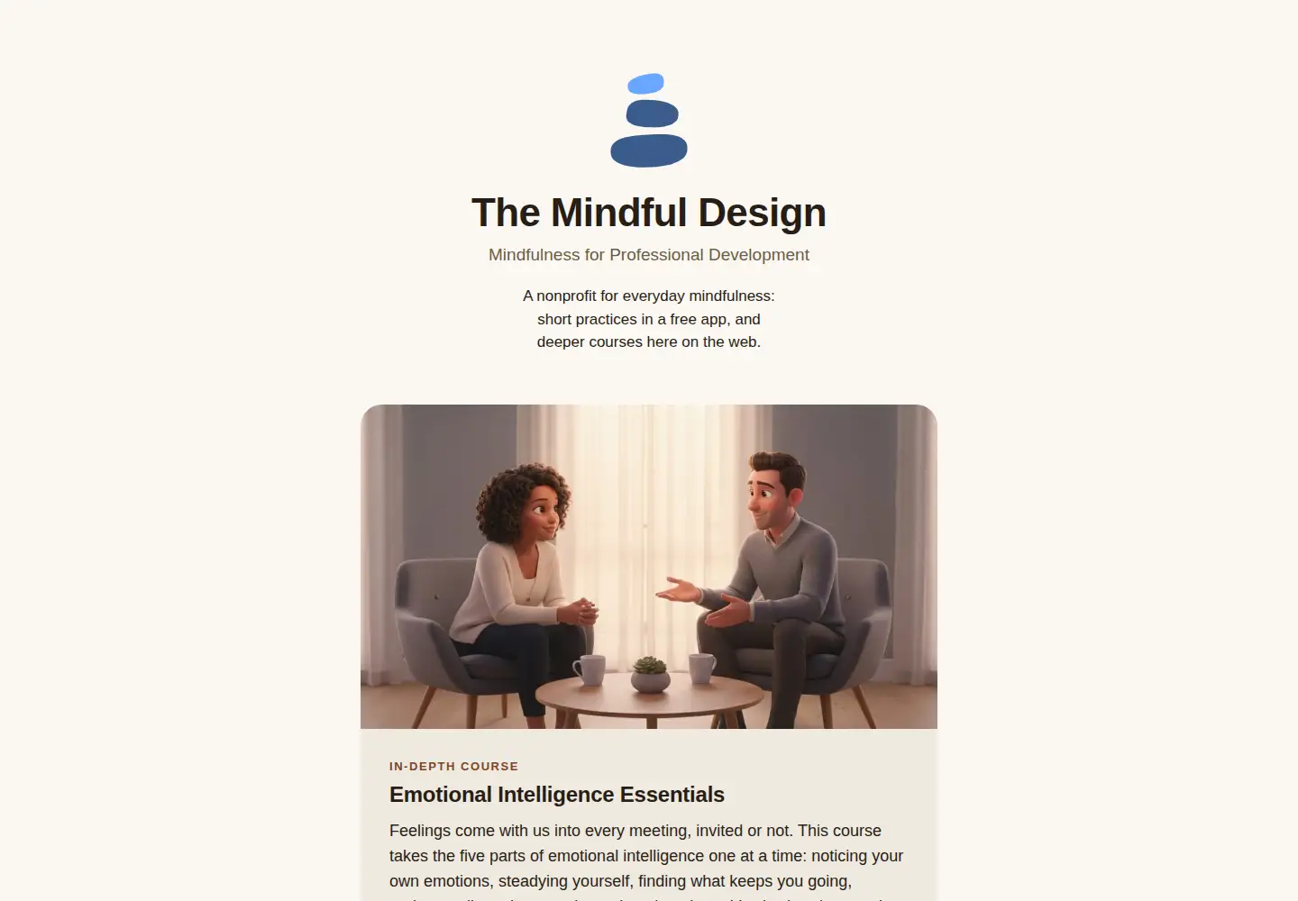 Captured homepage of themindfuldesign.org in the current scan