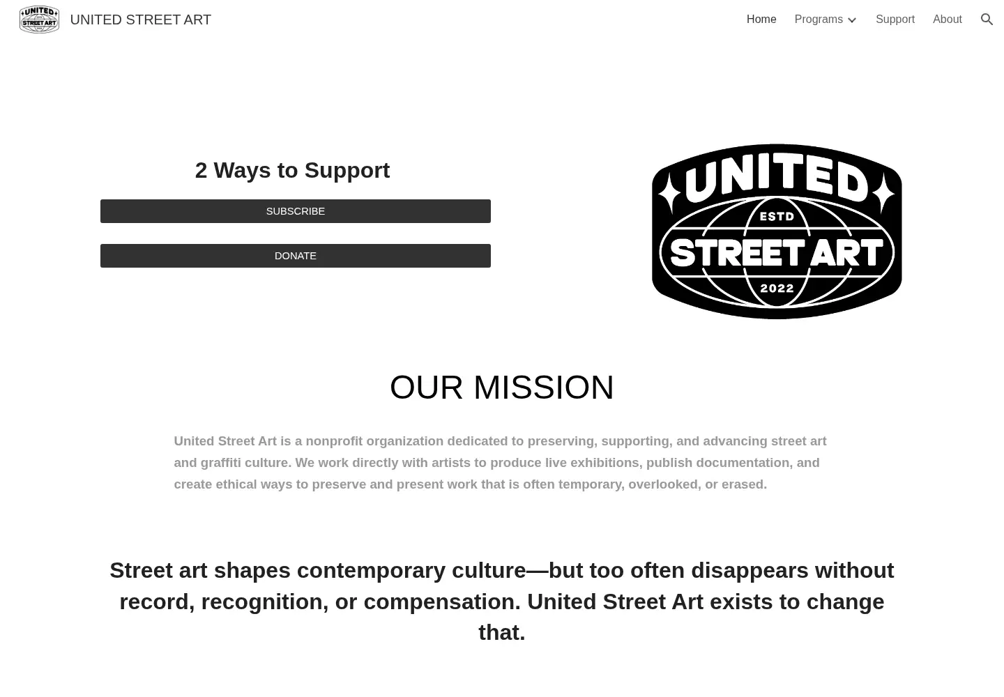 Screenshot of unitedstreetart.org