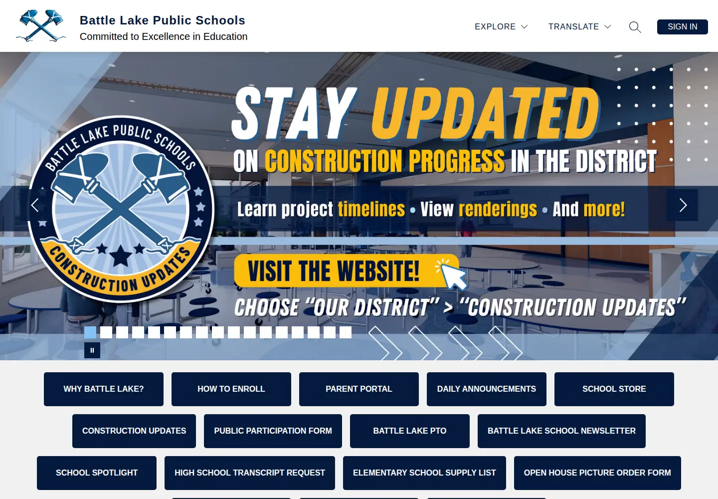 Captured homepage of battlelake.k12.mn.us in the current scan