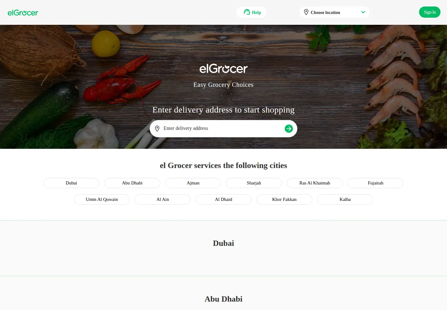 Captured homepage of elgrocer.com in the current scan