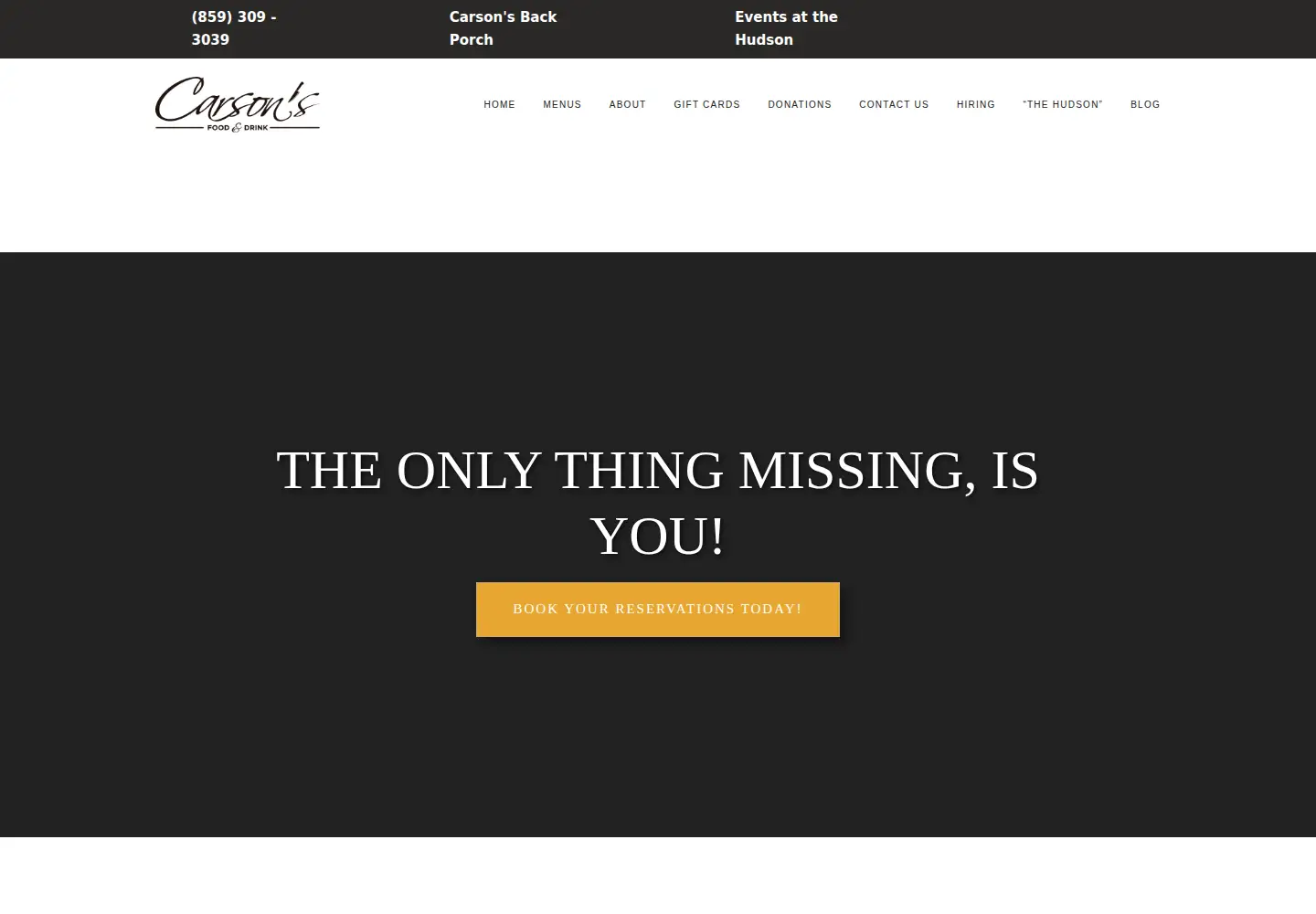 Screenshot of carsonsfoodanddrink.com