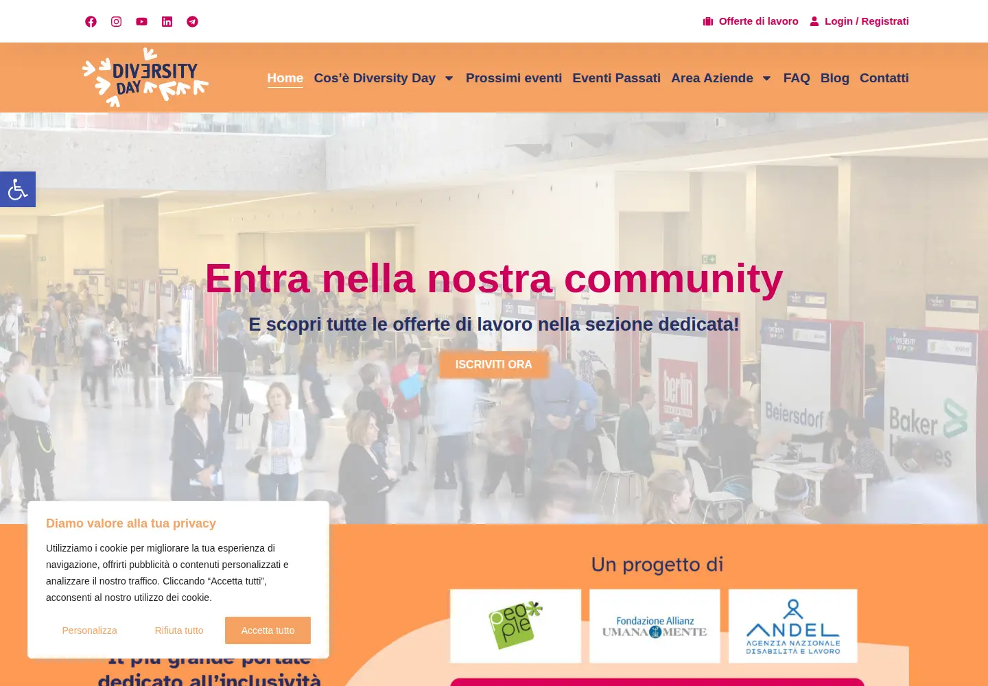 Captured homepage of diversityday.it in the current scan