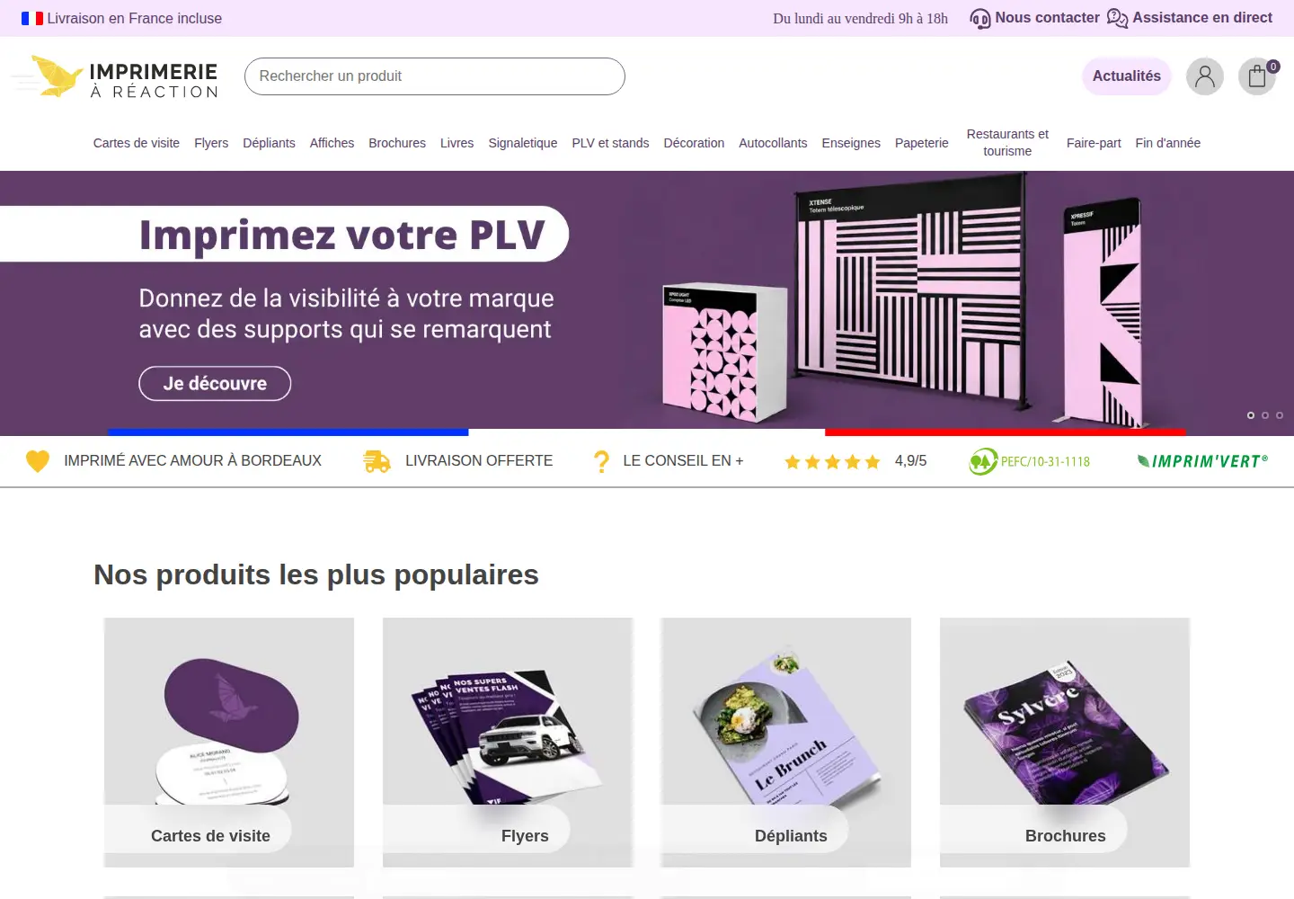 Captured homepage of imprimerieareaction.com in the current scan