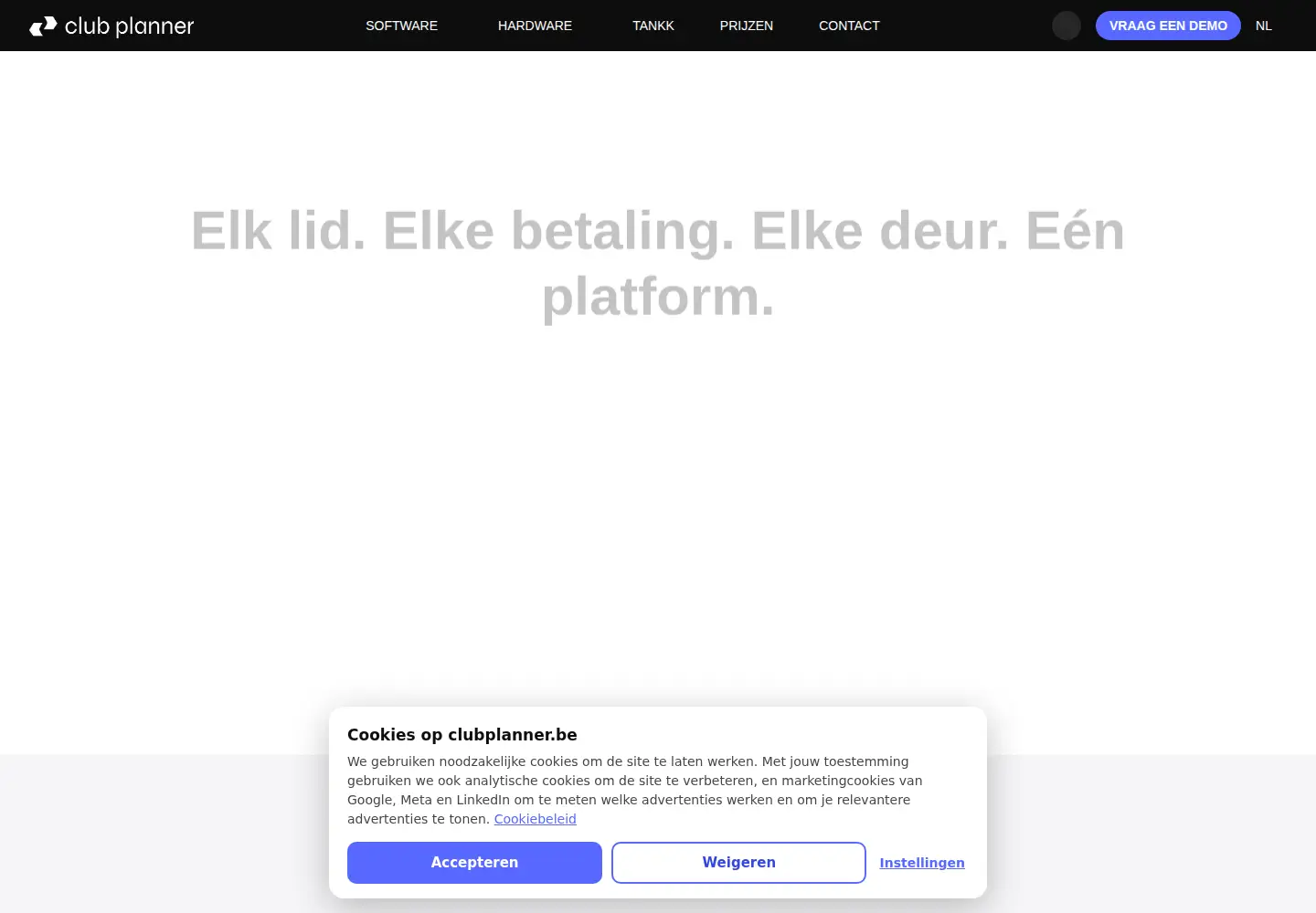 Captured homepage of clubplanner.be in the current scan