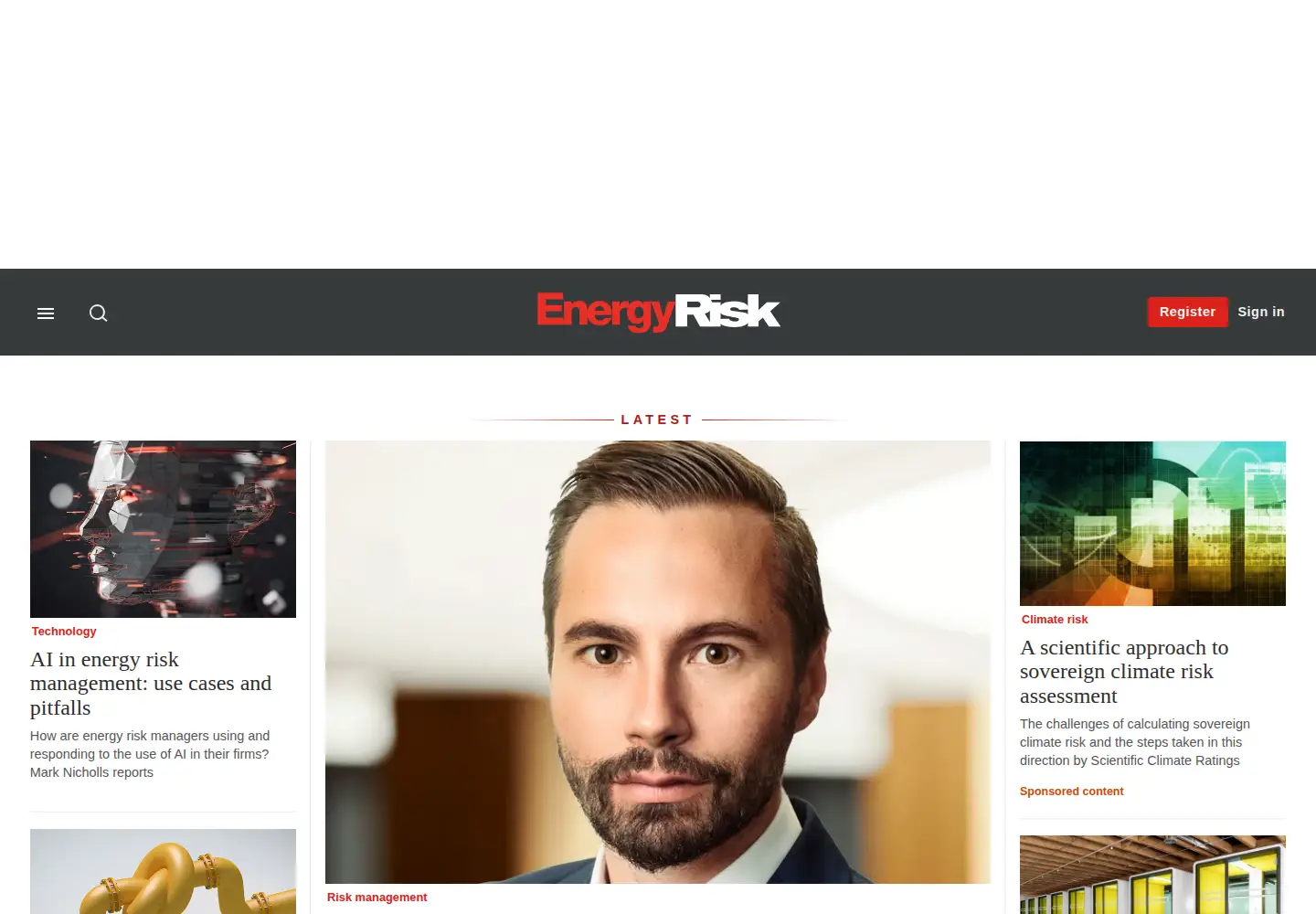 Captured homepage of energyrisk.com in the current scan