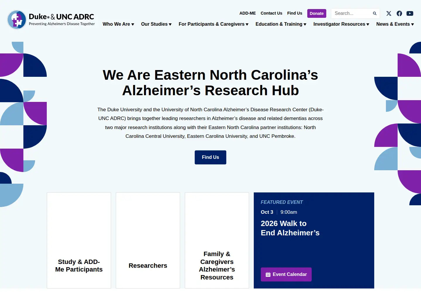 Captured homepage of dukeuncadrc.org in the current scan