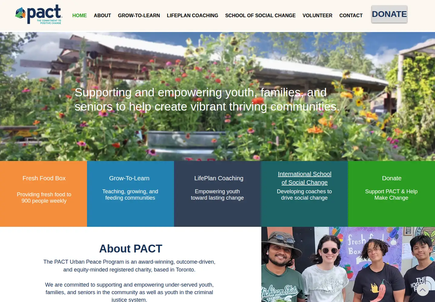 Captured homepage of pactprogram.ca in the current scan