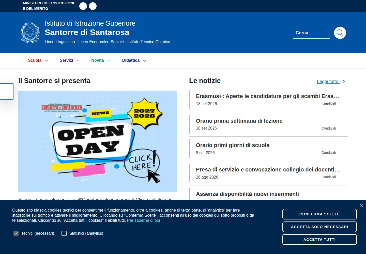 Screenshot of iissantorre.edu.it