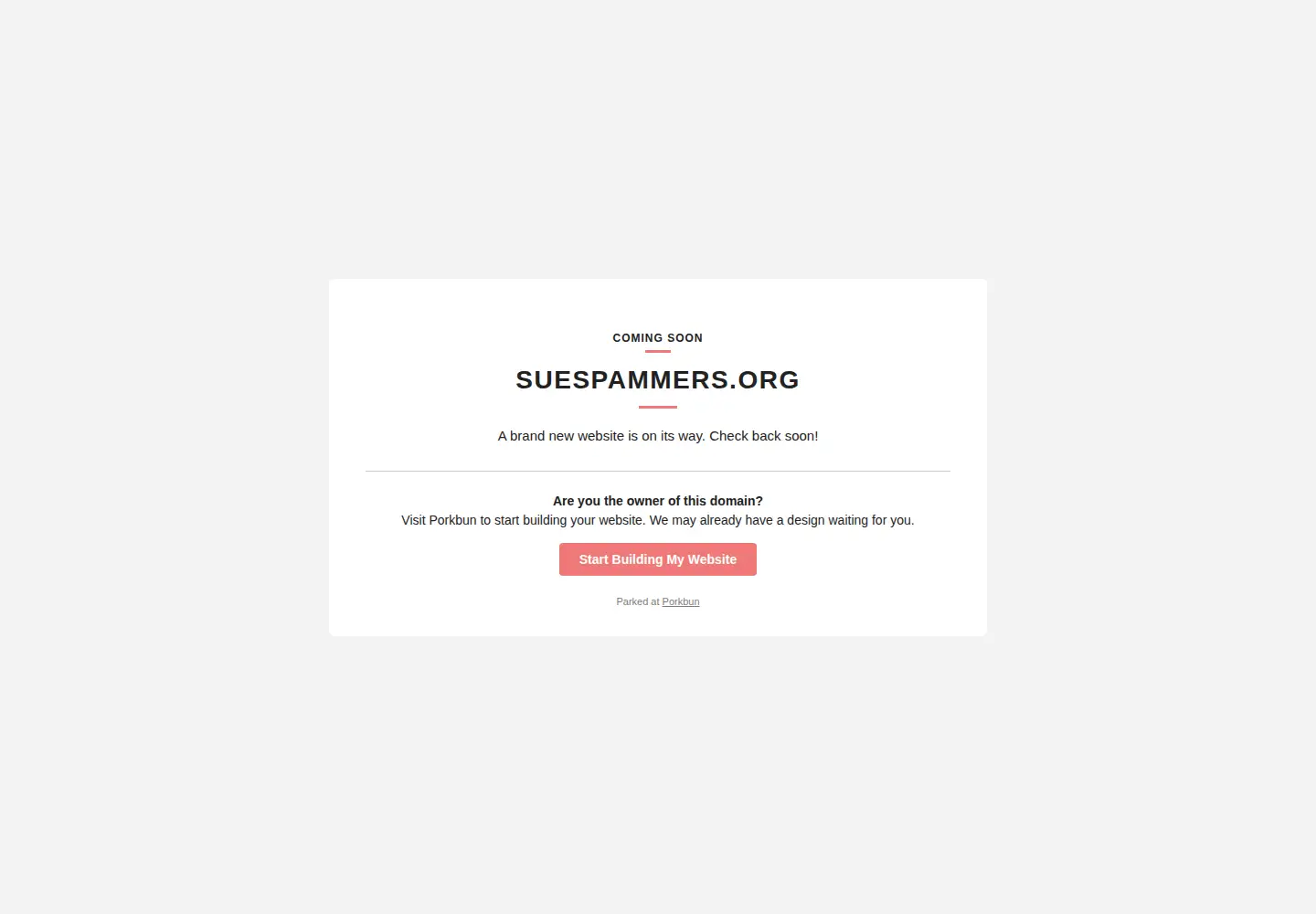 Captured homepage of suespammers.org in the current scan