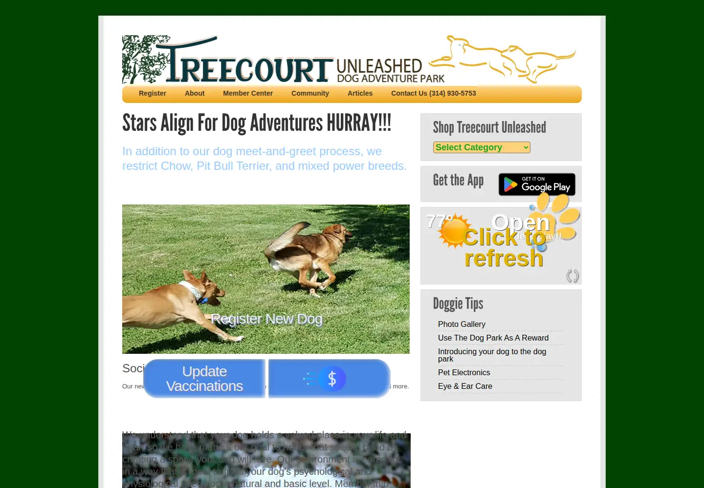 Screenshot of treecourtunleasheddogadventureparks.com