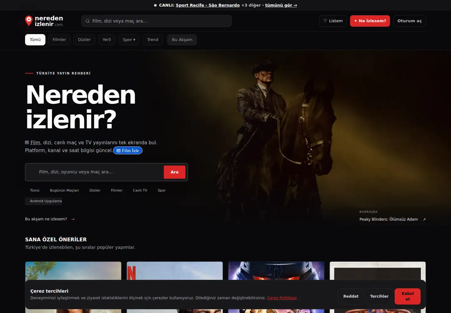 Captured homepage of nereden-izlenir.com in the current scan