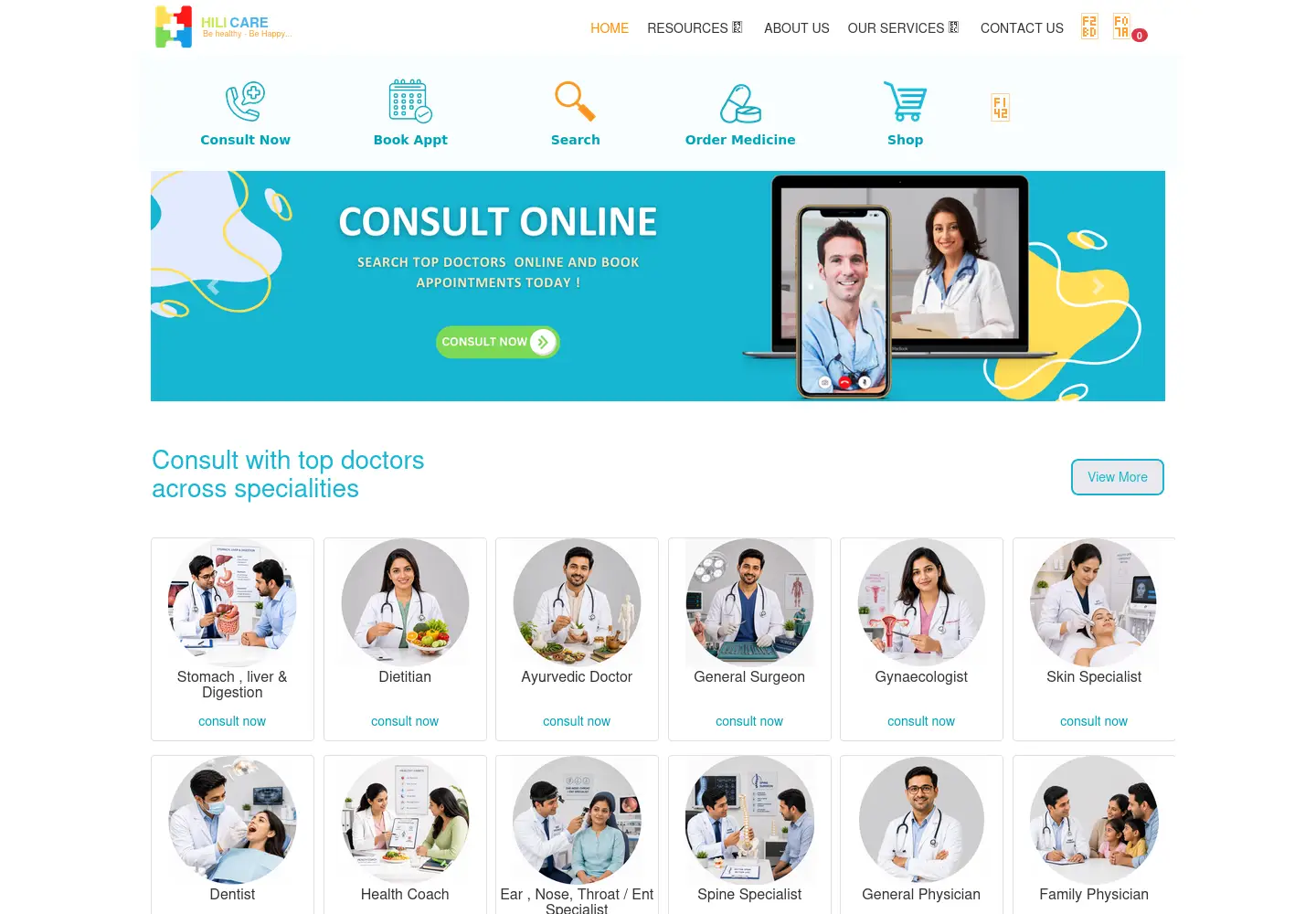 Screenshot of hilicare.in