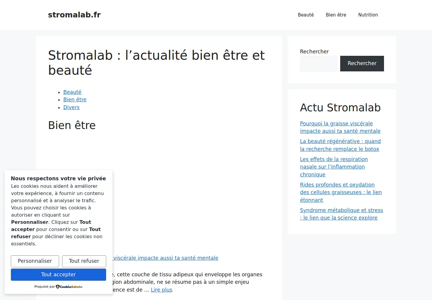 Captured homepage of stromalab.fr in the current scan