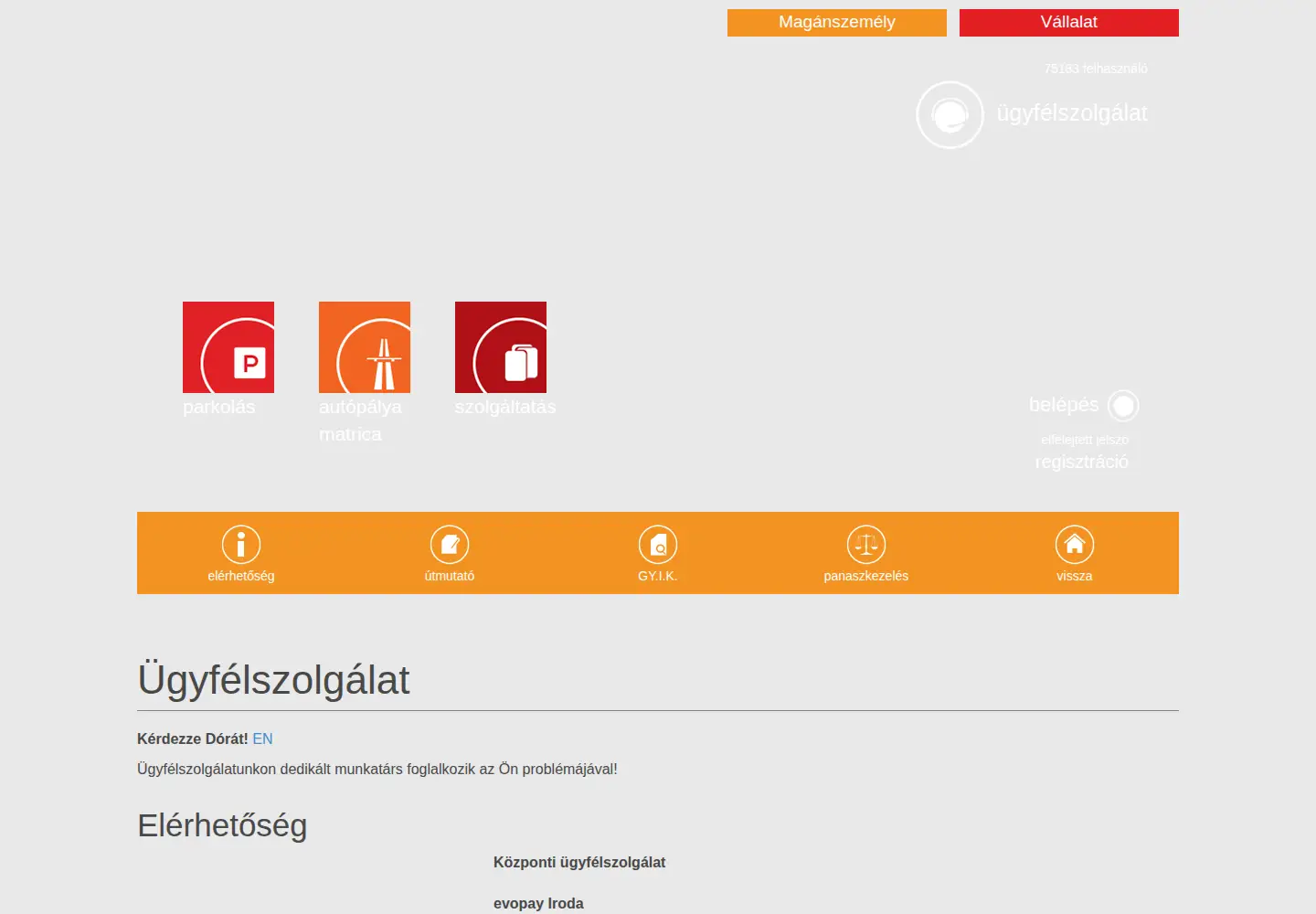 Screenshot of evopay.hu