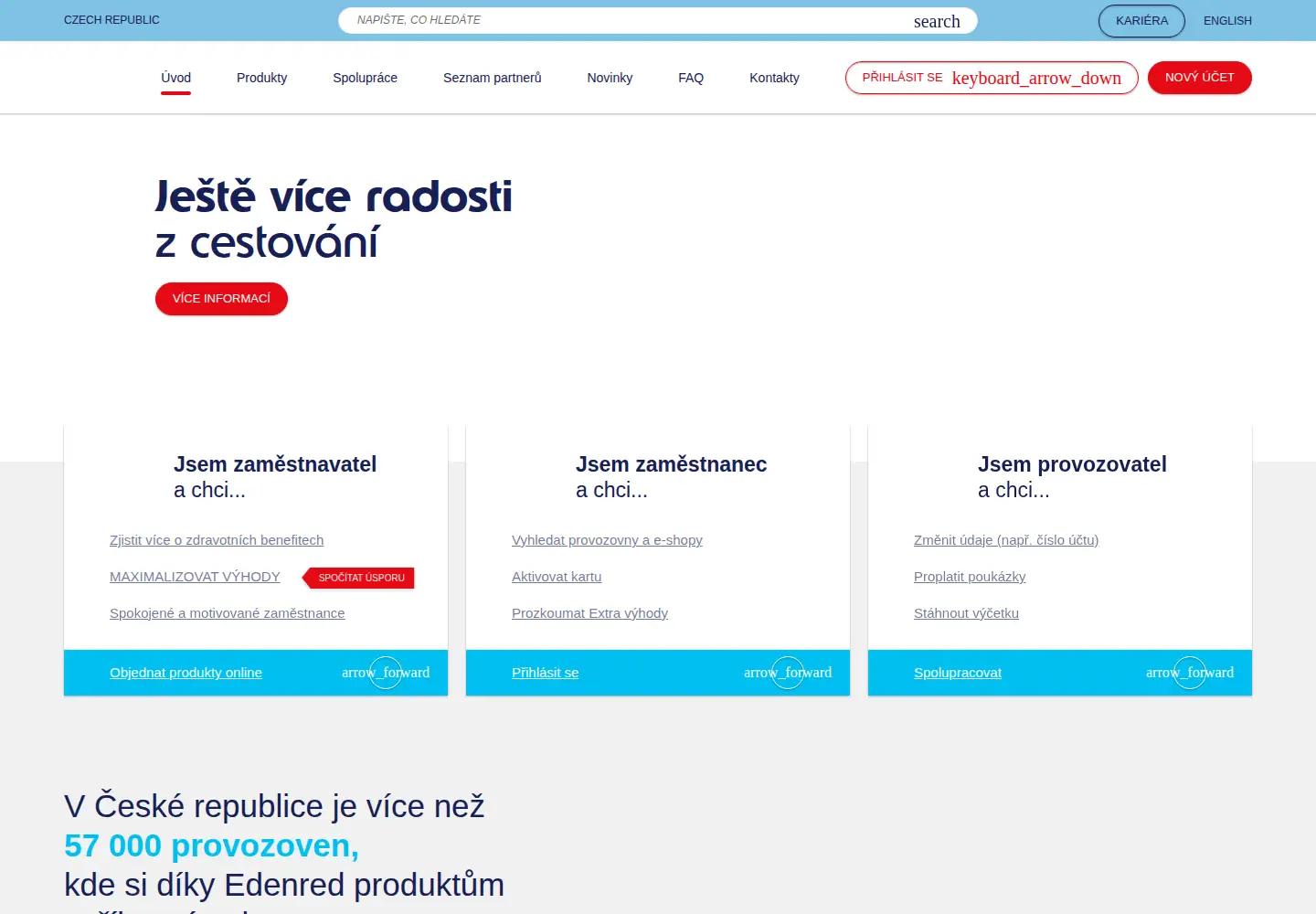 Captured homepage of edenred.cz in the current scan