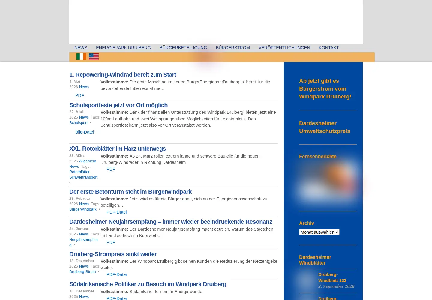Screenshot of energiepark-druiberg.de