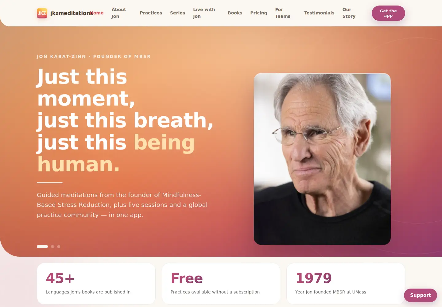 Captured homepage of jkzmeditations.com in the current scan