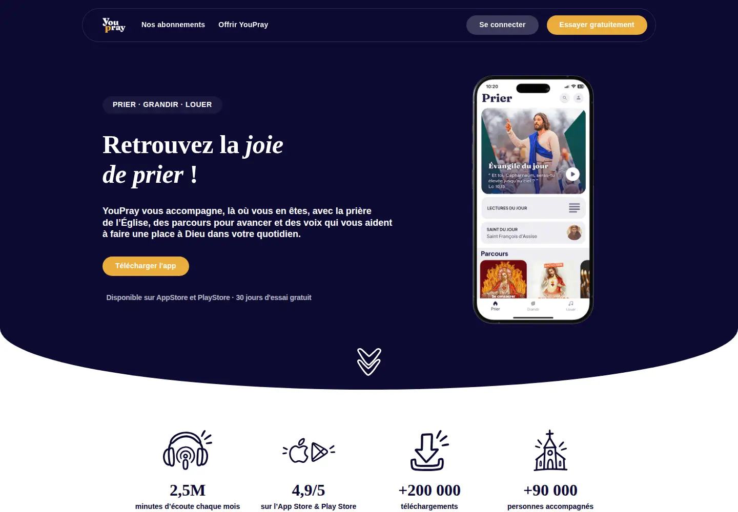 Captured homepage of youpray.fr in the current scan