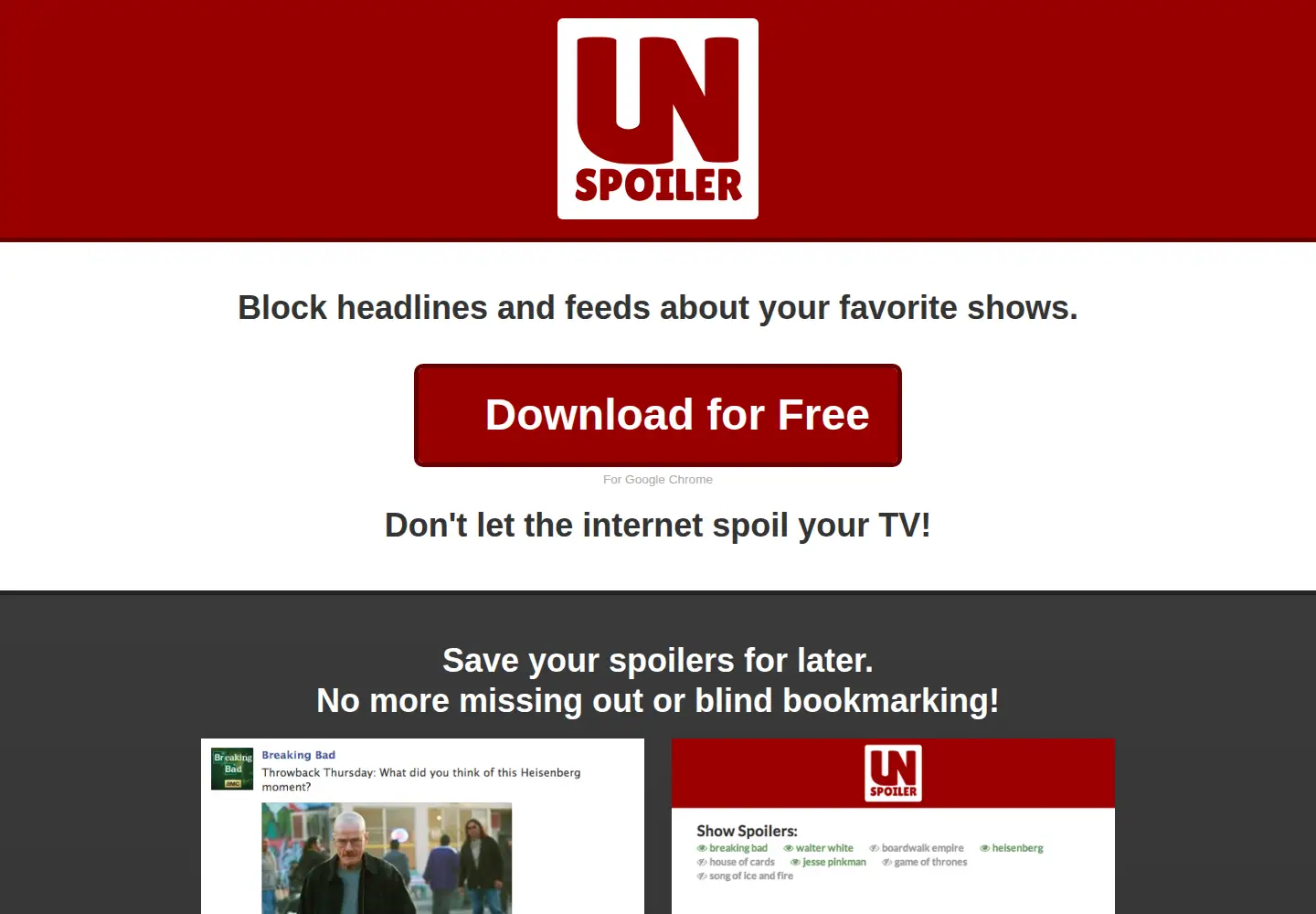 Screenshot of unspoiler.tv