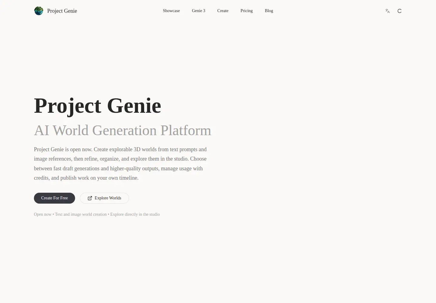 Screenshot of project-genie.ai