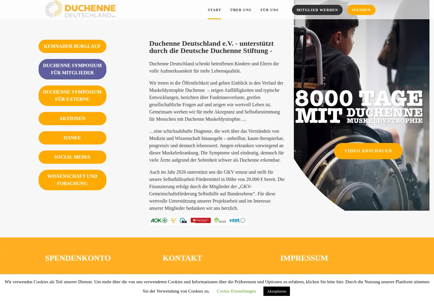 Captured homepage of duchenne-deutschland.de in the current scan
