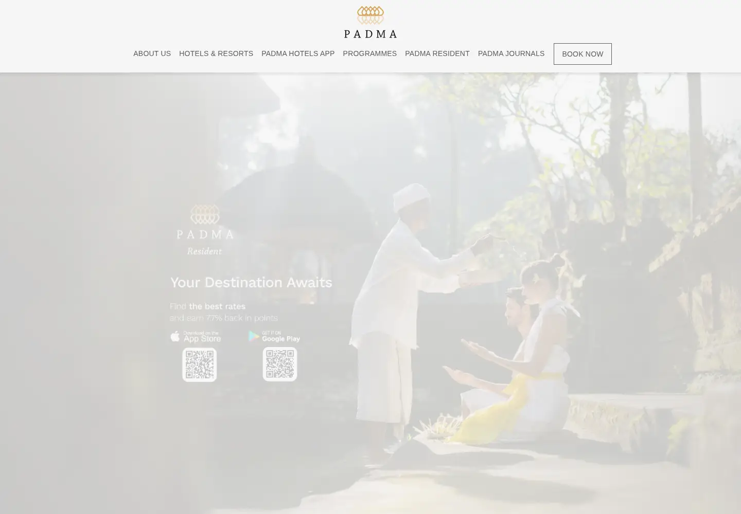 Captured homepage of padmahotels.com in the current scan