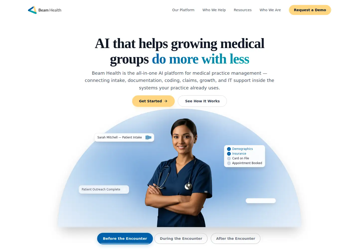 Captured homepage of beam.health in the current scan