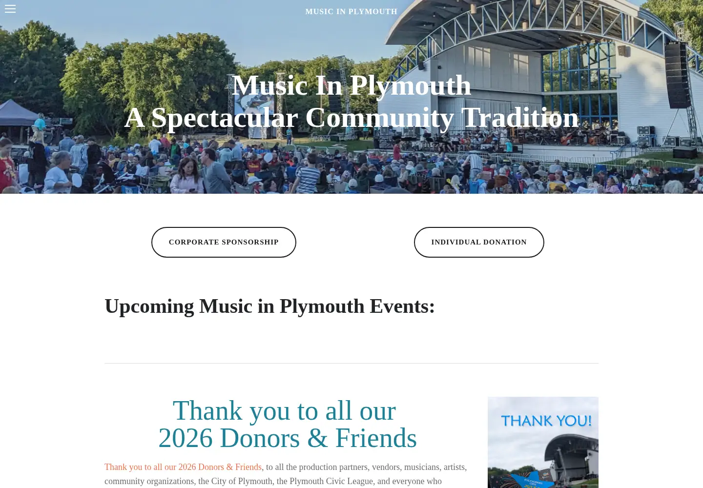 Captured homepage of musicinplymouth.org in the current scan