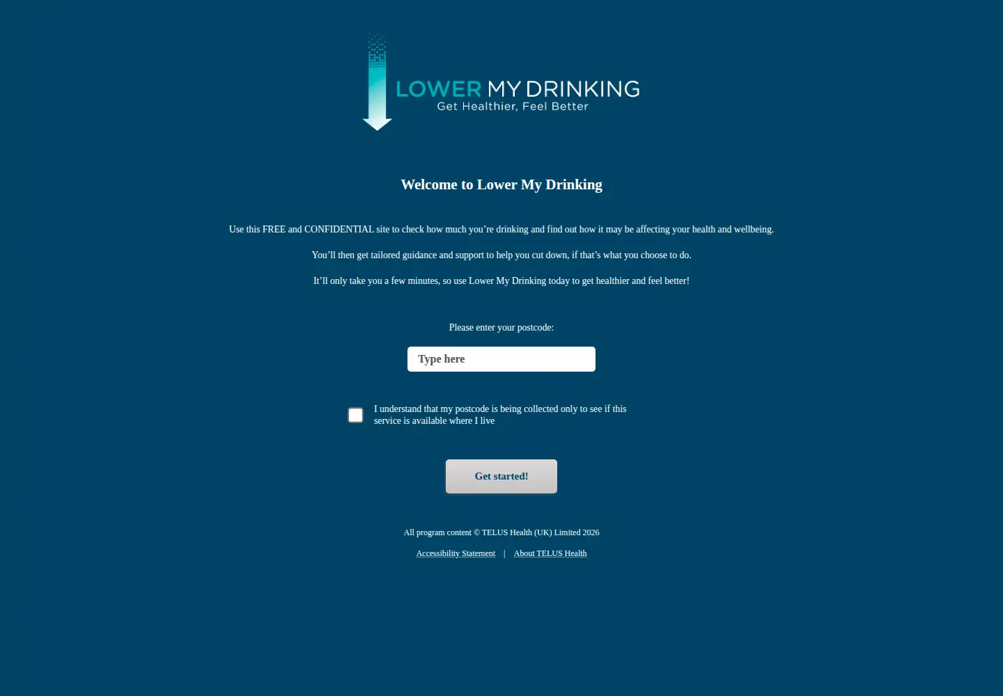 Captured homepage of lowermydrinking.com in the current scan