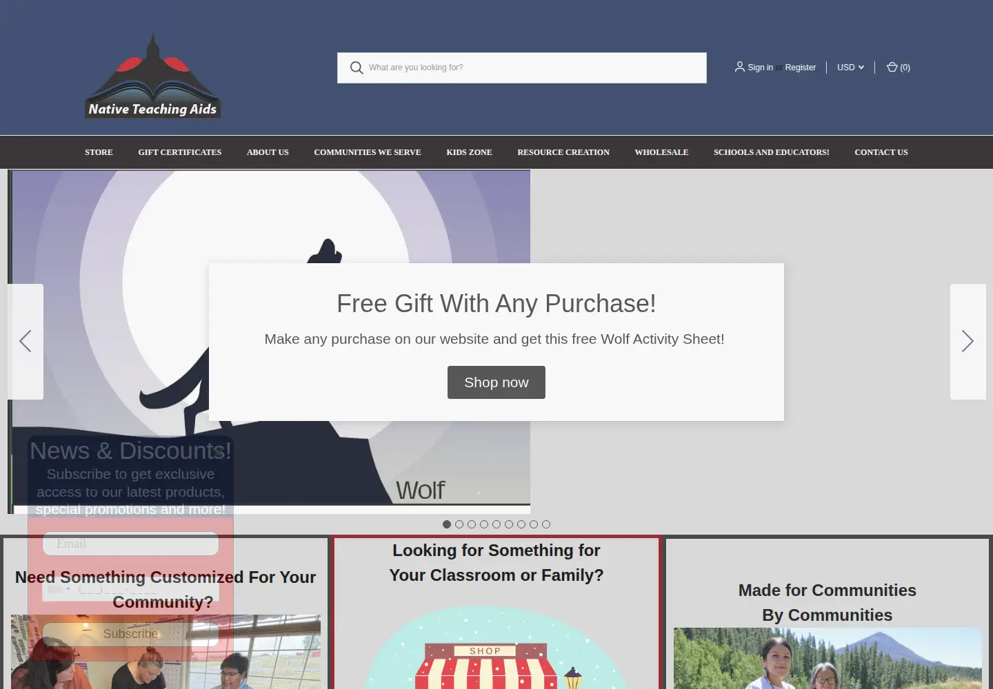 Captured homepage of nativeteachingaids.com in the current scan