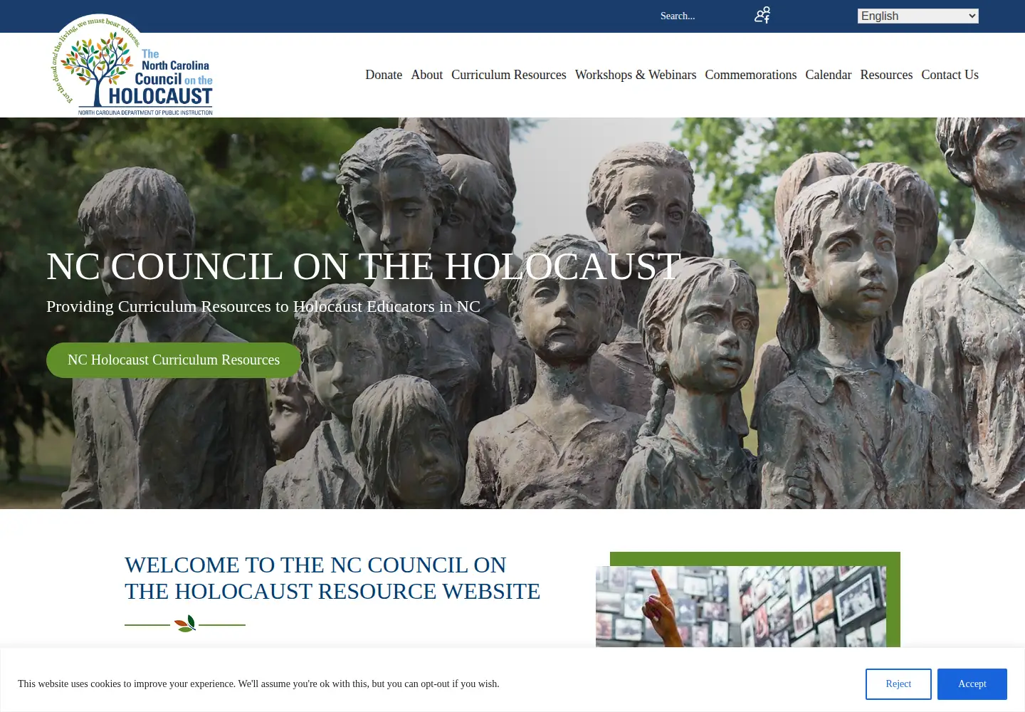 Screenshot of ncholocaustcouncilworkshops.org