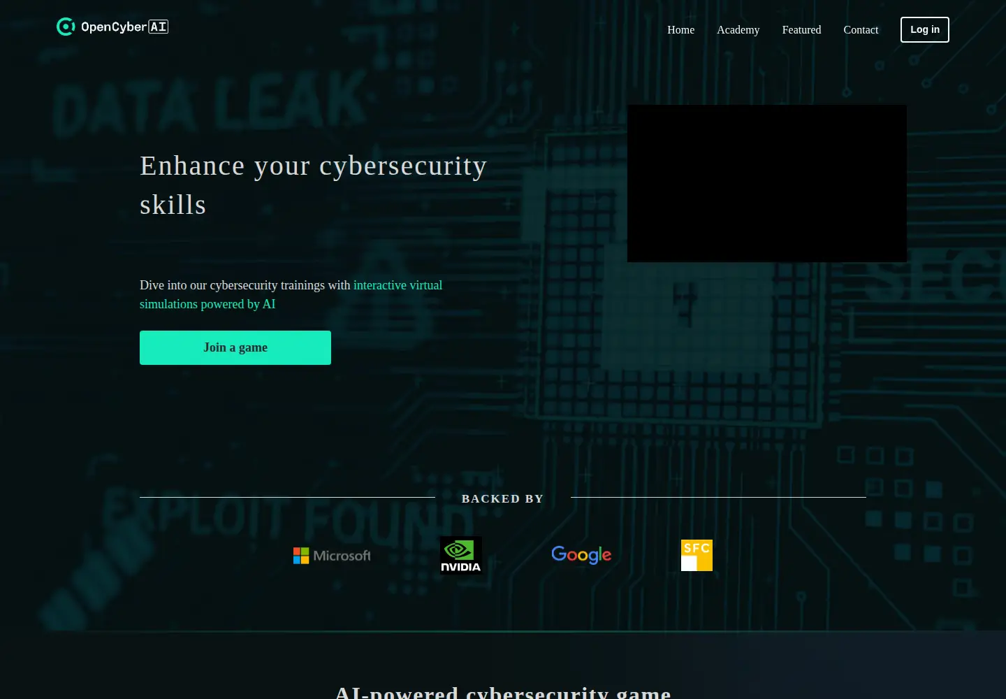 Screenshot of opencyberai.com