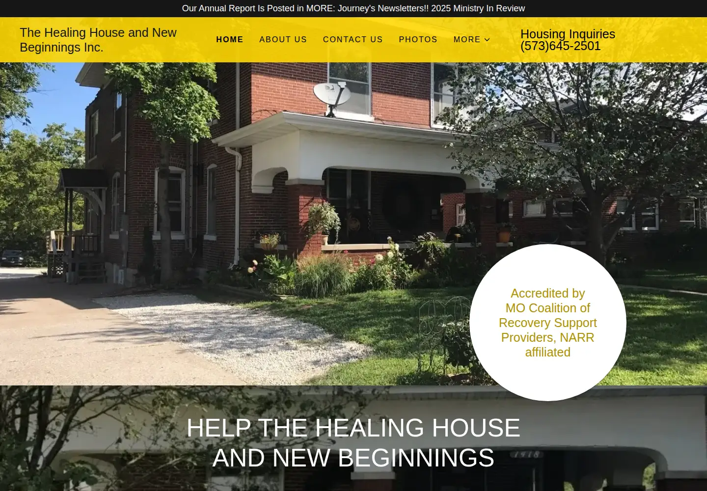 Captured homepage of thehealinghouseandnewbeginnings.org in the current scan