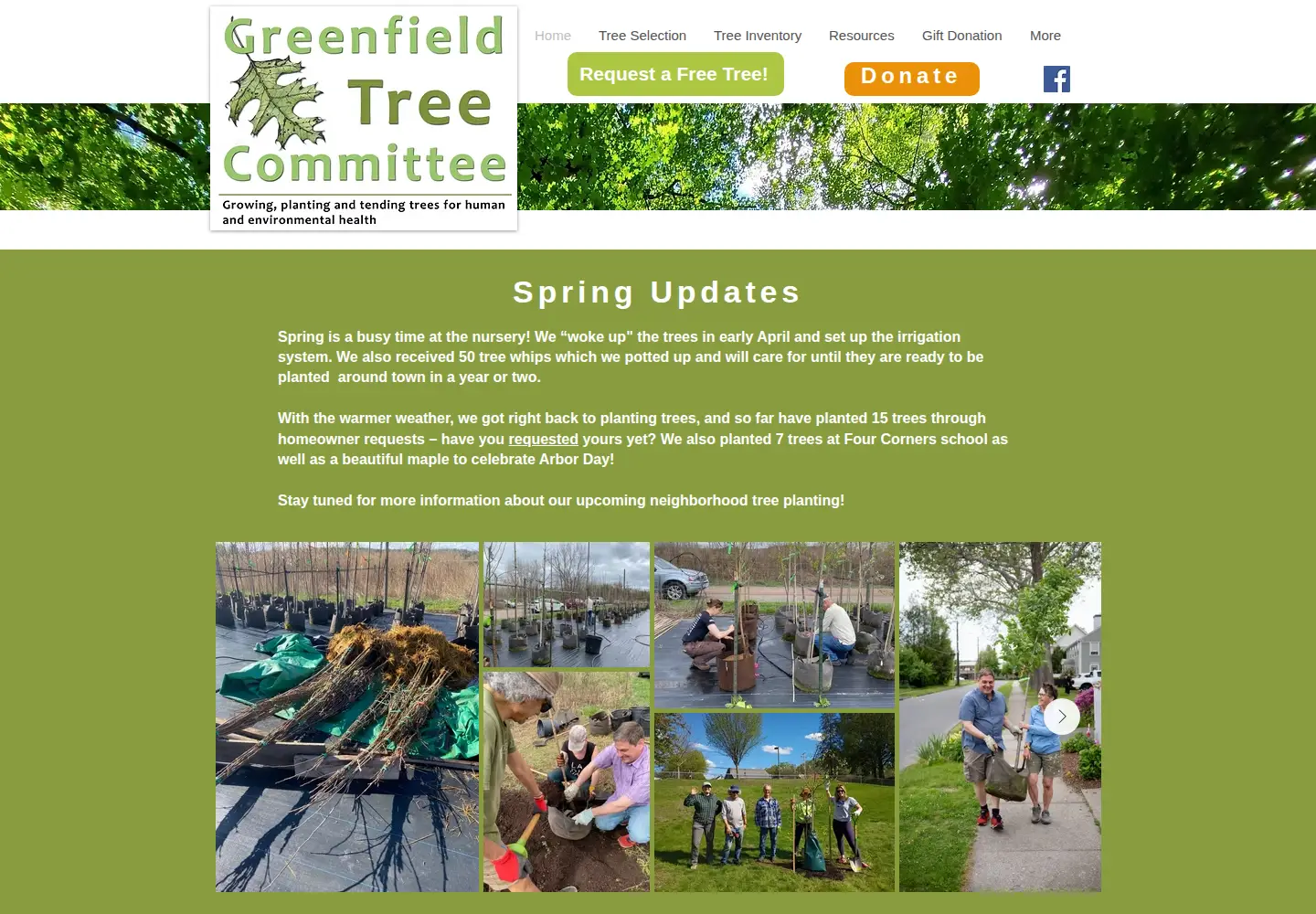 Screenshot of greenfieldtreecommittee.org