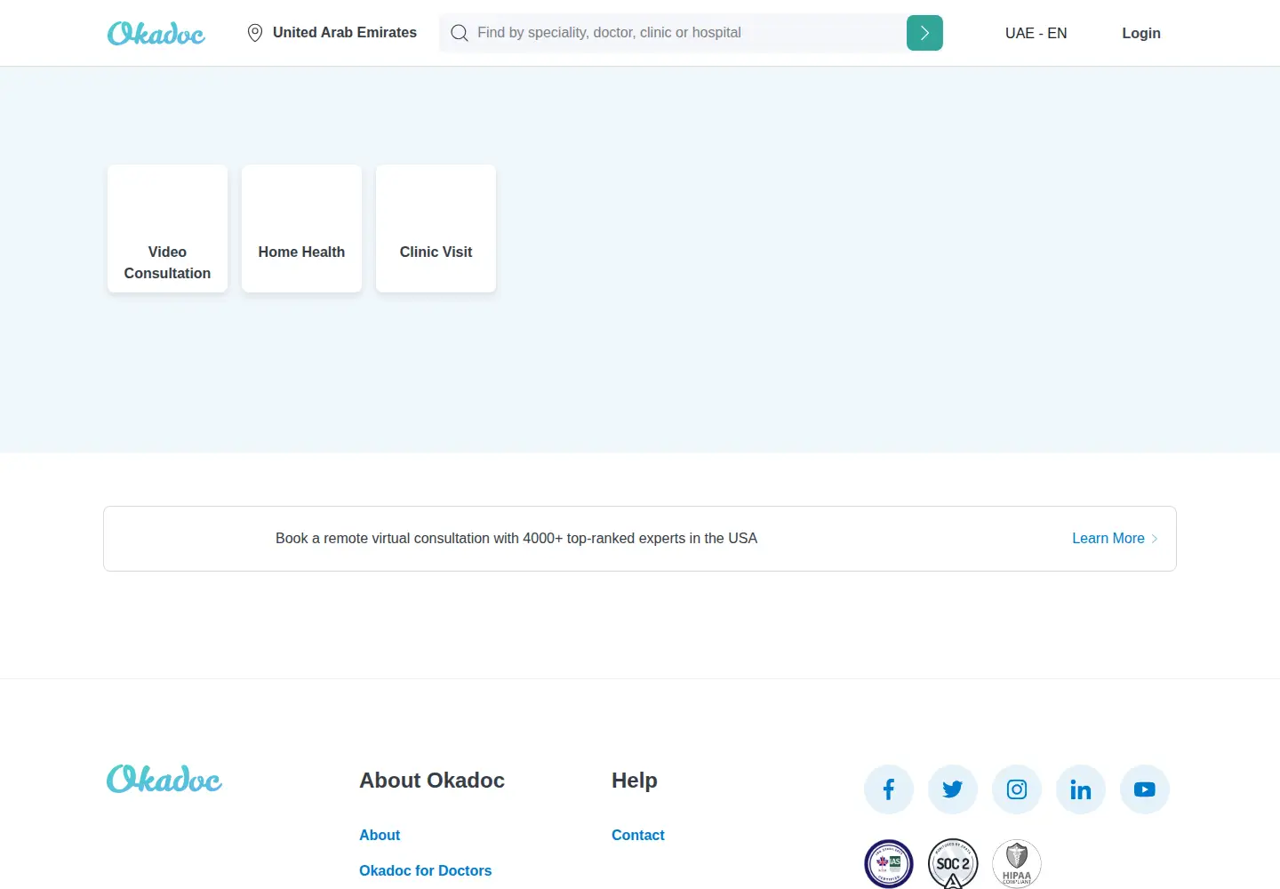 Screenshot of okadoc.com