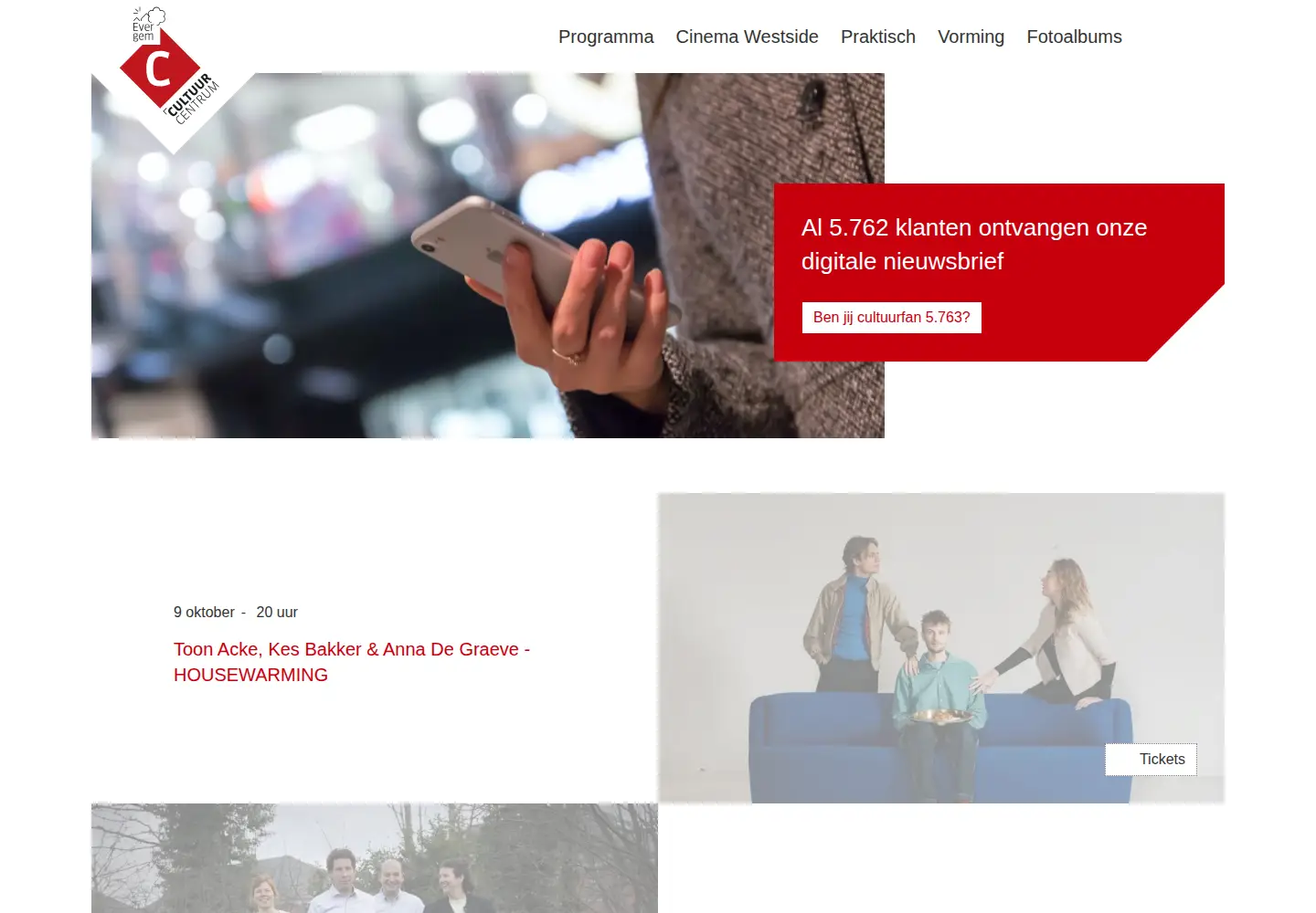 Screenshot of cultuurcentrumevergem.be