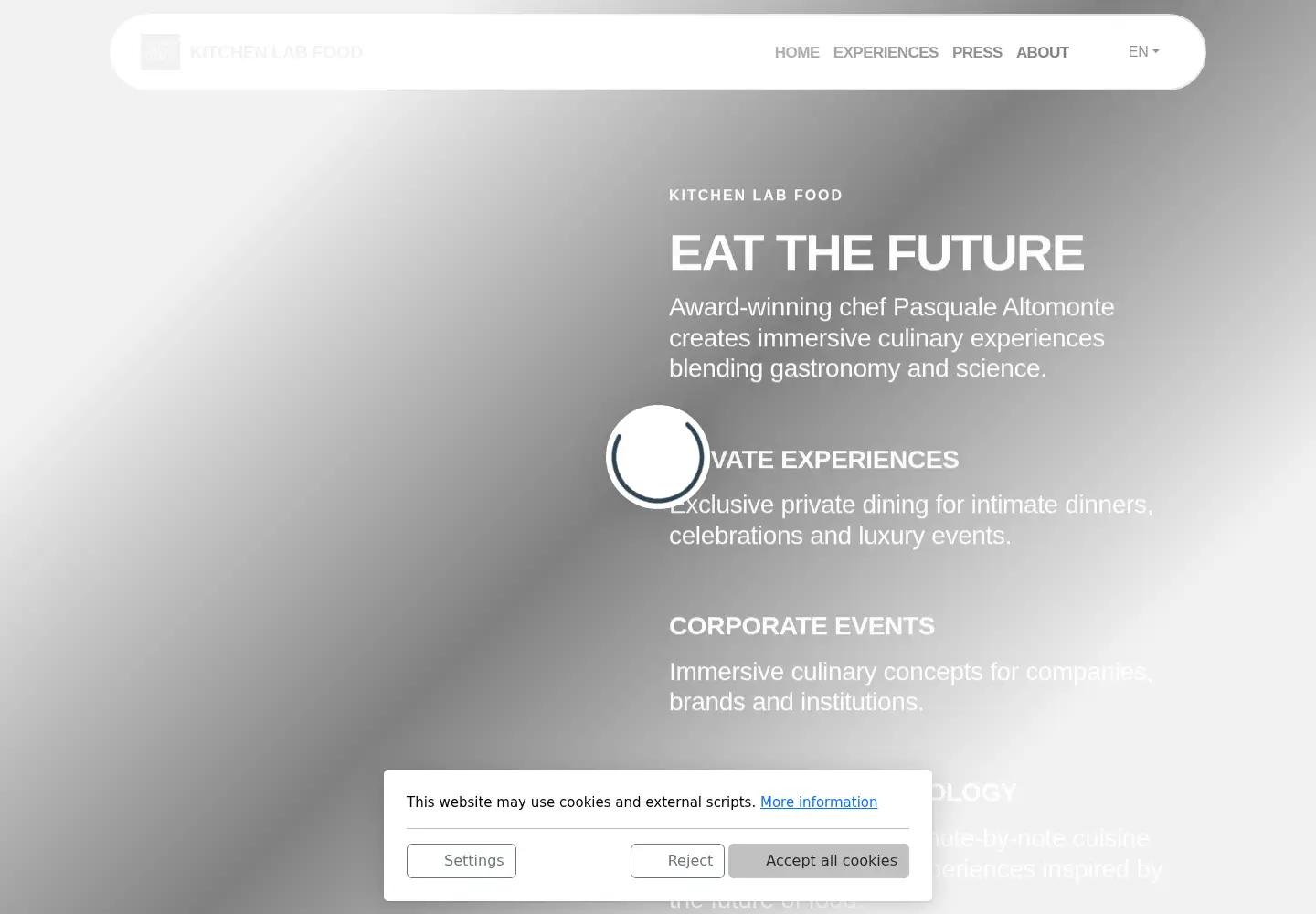 Captured homepage of kitchenlabfood.com in the current scan