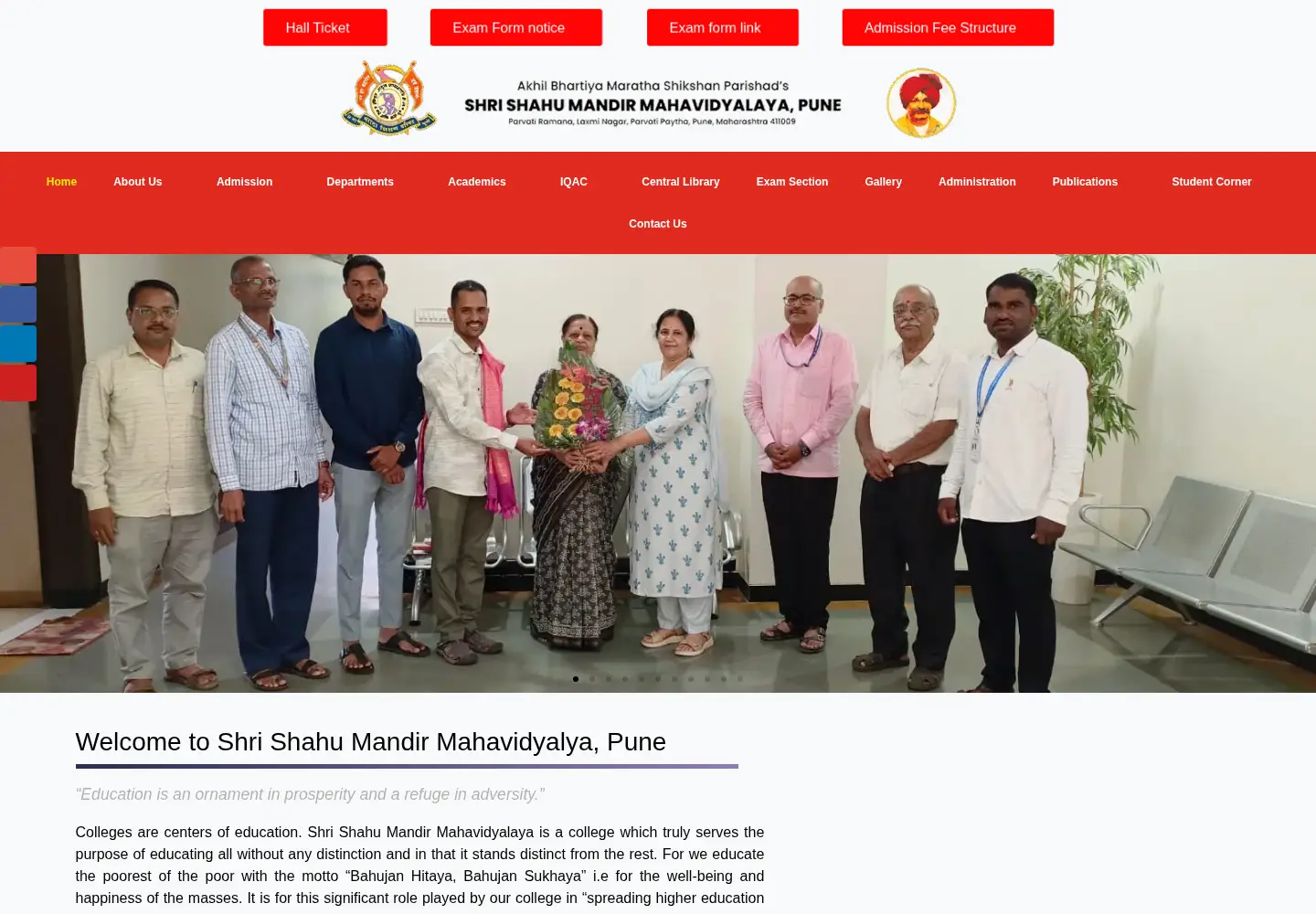 Screenshot of shahucollegepune.org
