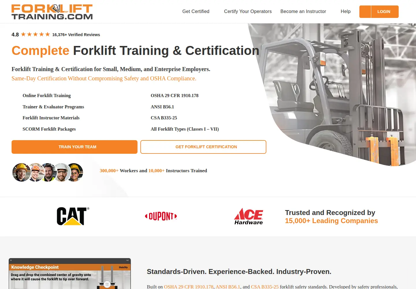 Screenshot of forklifttraining.com