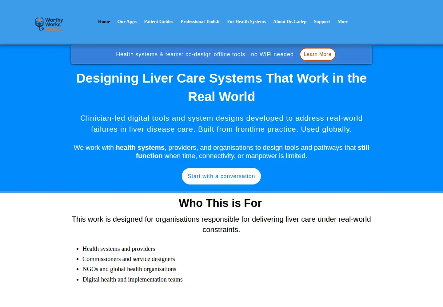 Captured homepage of worthy-works.com in the current scan