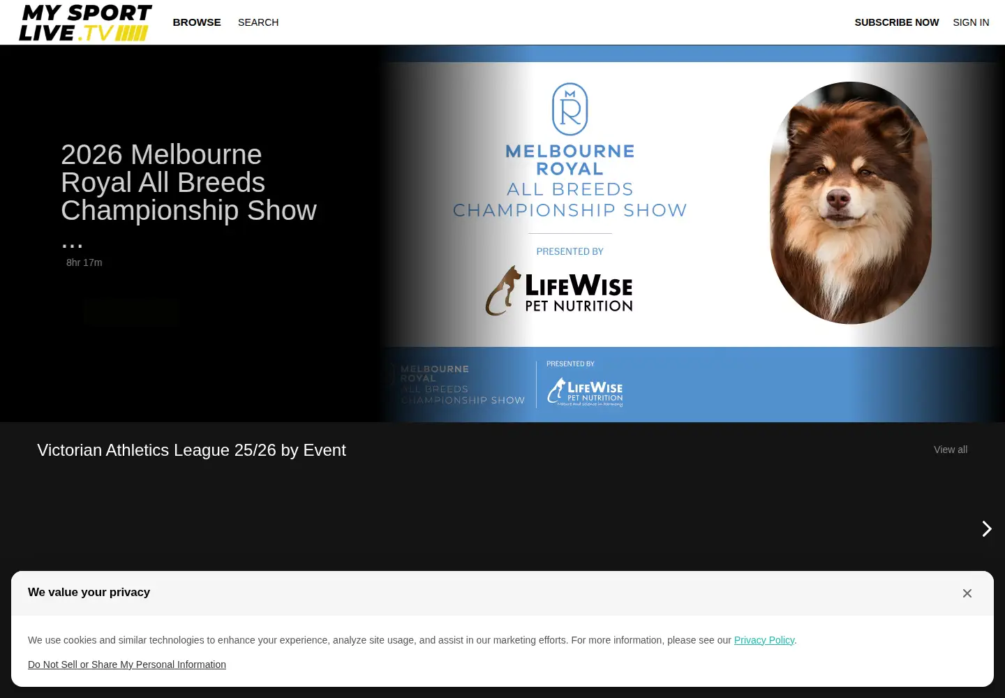 Screenshot of watchmysportlive.tv