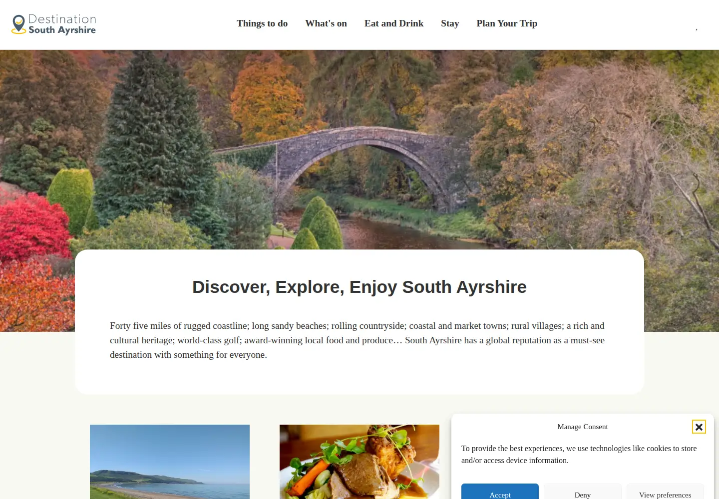 Captured homepage of destinationsouthayrshire.co.uk in the current scan