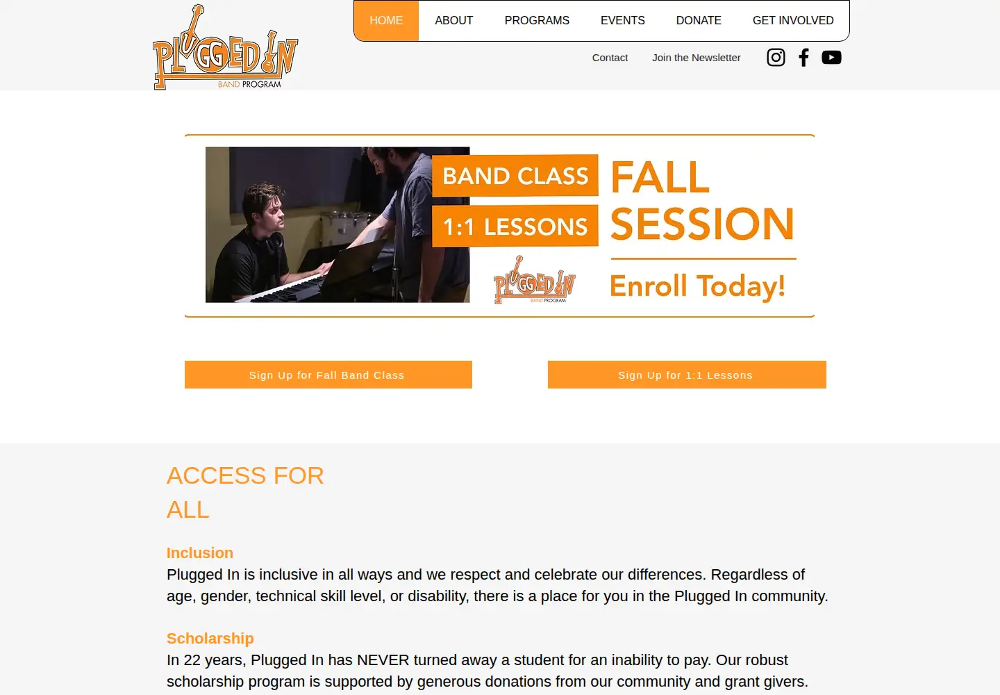 Screenshot of pluggedinband.org