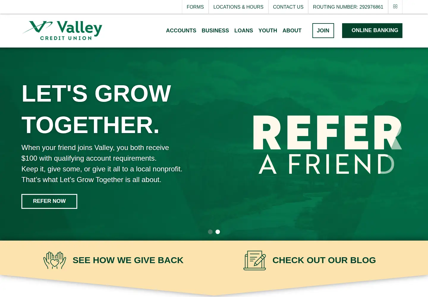 Screenshot of valleyfcu.com