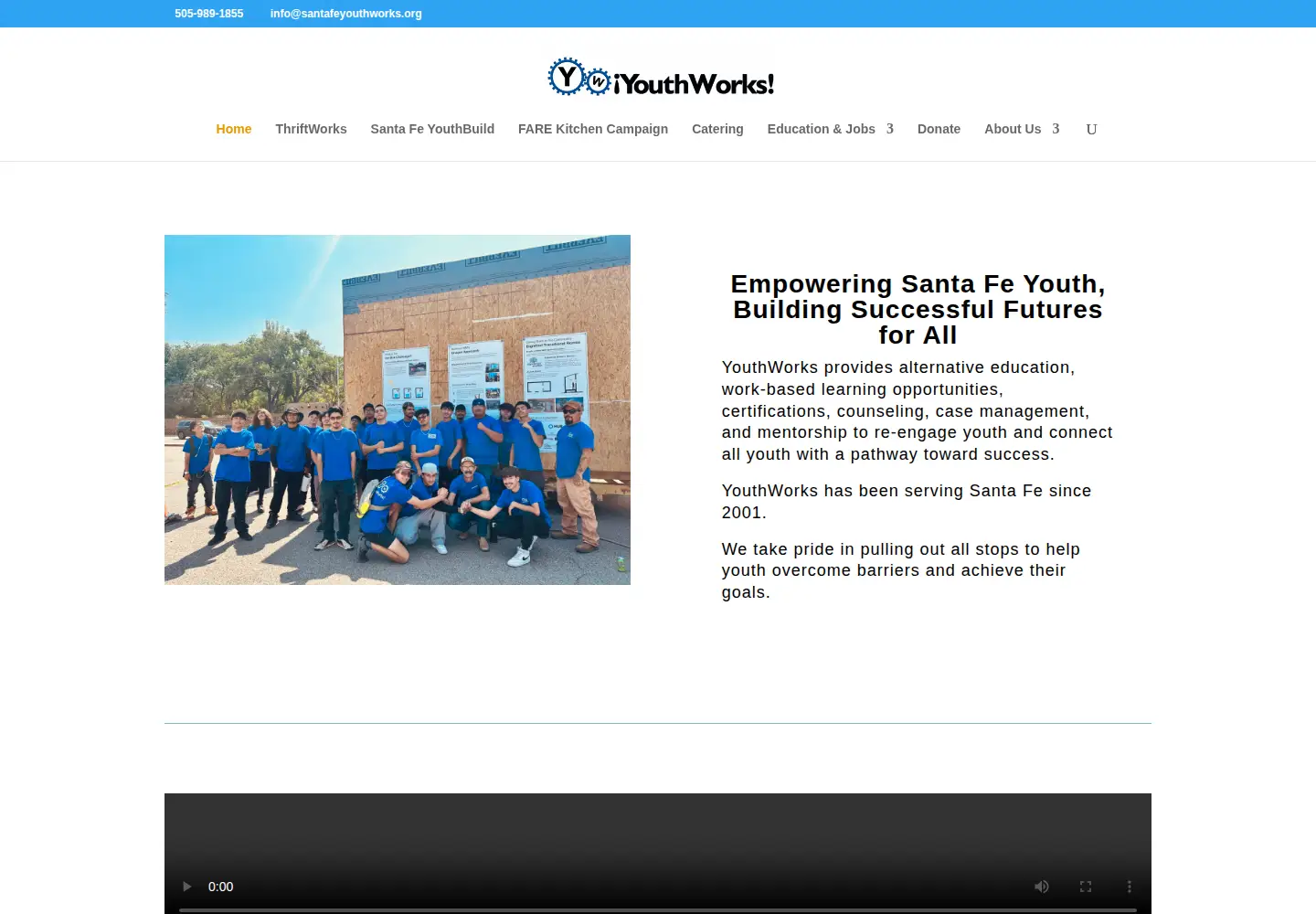 Screenshot of santafeyouthworks.org
