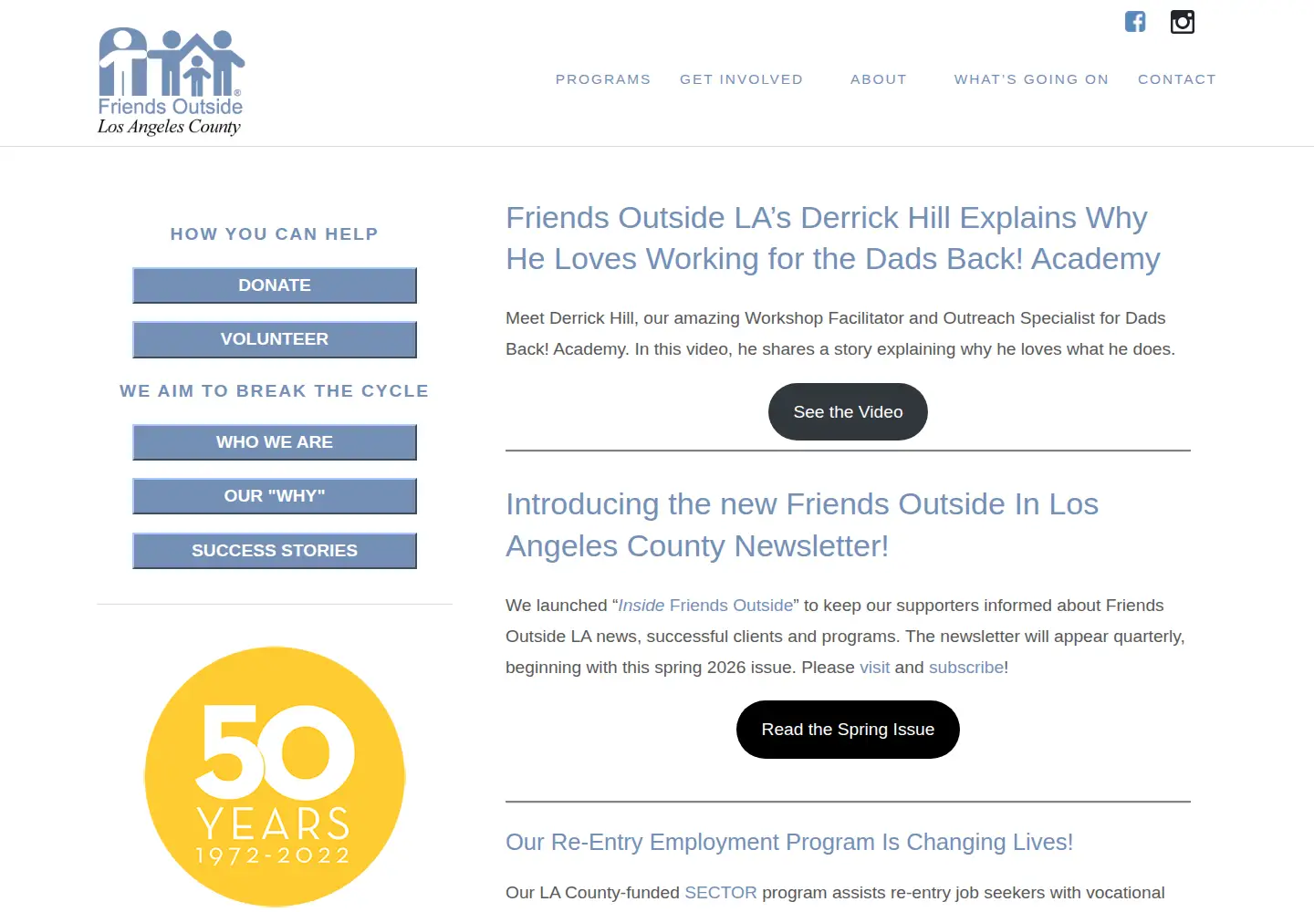 Screenshot of friendsoutsidela.org