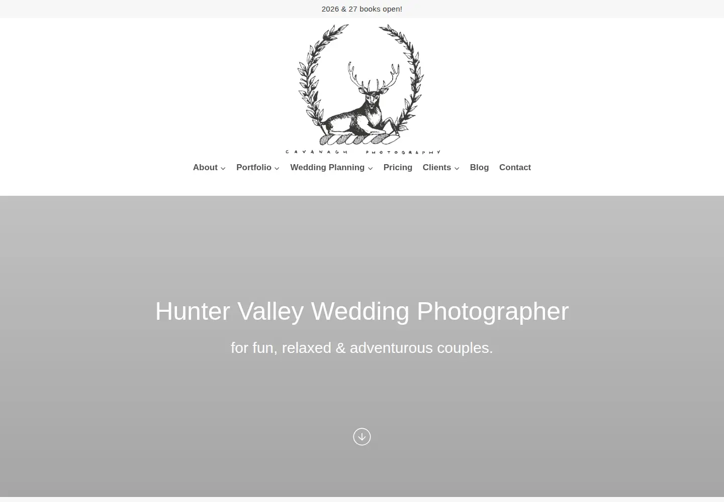 Captured homepage of cavanaghphotography.com.au in the current scan
