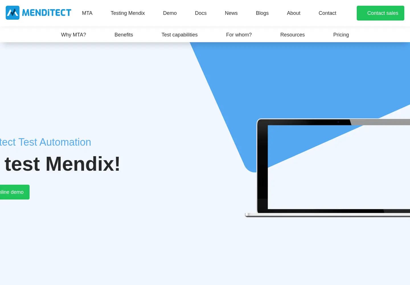 Captured homepage of menditect.com in the current scan