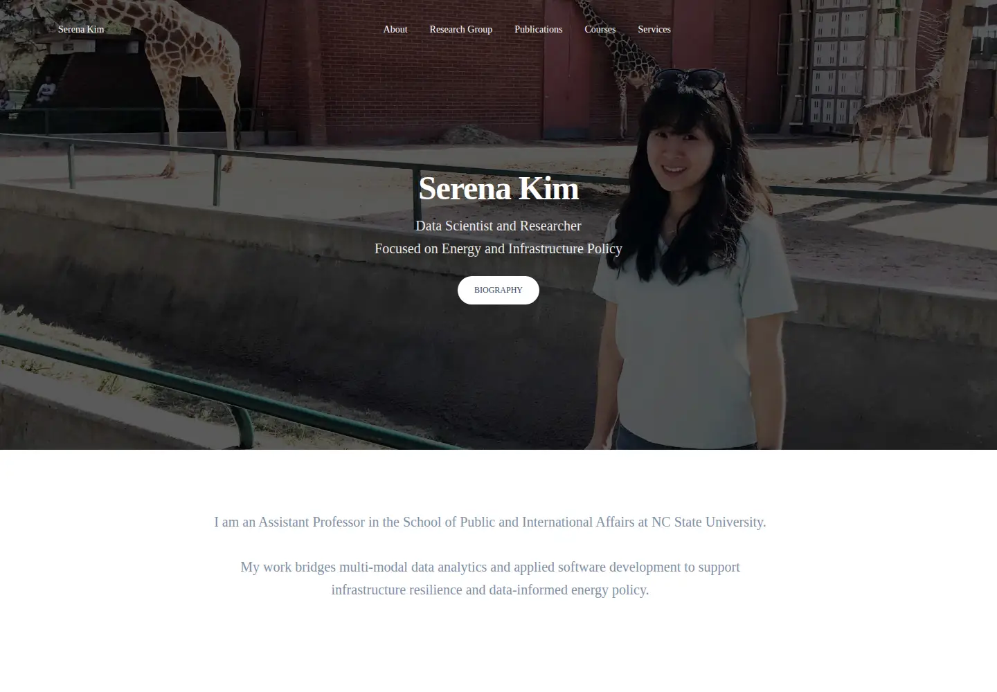 Captured homepage of serenakim.org in the current scan